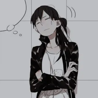 🍢 anime girl, manga, thinking, pensive, girl, crossed arms telegram sticker