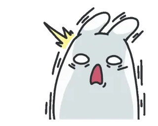 😨 lapin, choqué, surprise, dessin animé, lapinou, animal, drôle, autocollant telegram sticker