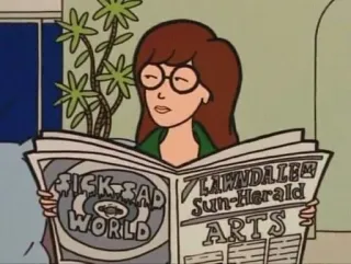 🌟 Daria Morgendorffer Daria SICK-SAD WORLD
LAWNDALE Sun-Herald daria, cartoon, sick-sad world, lawndale, newspaper telegram sticker