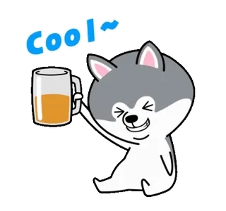 🍺 cool~ dog, cool, beer, animal, cartoon, drink, fun, cute whatsapp sticker