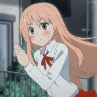 🥤 Anime, Fille, Uniforme scolaire, Rougeurs, Nœud rouge telegram sticker