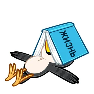 😵 ЖИЗНЬ pássaro, livro, vida, exaustão, desenho animado, animal, lerdo telegram sticker