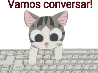 ⌨ Vamos conversar! кот, клавиатура, чат, разговор, животное, милый, питомец whatsapp sticker