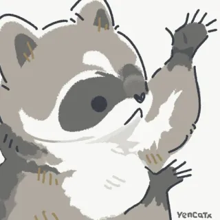 🐾 raccoon, animal, cartoon, cute, raising paw telegram sticker