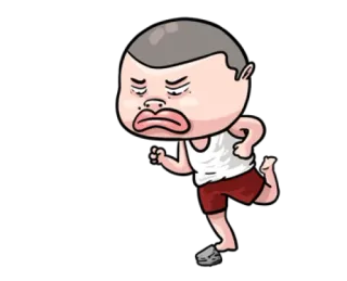 😟 dibujo animado, correr, personaje, ilustración, sudando, agotado, ejercicio whatsapp sticker