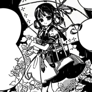 ✉️ 动漫, 漫画, 女孩, 伞, 花, 日本艺术 telegram sticker