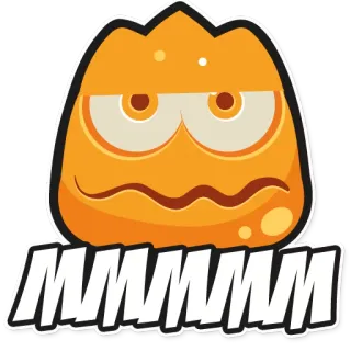 😖 MMMMMM food, monster, cartoon, orange, cute telegram sticker