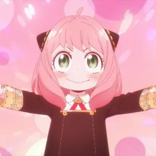 🥜 Anya Forger Spy × Family Anime, Spy x Family, Anya Forger, Cartoon, Schattig, Lachend, Roze haar telegram sticker