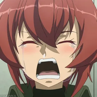 💎 Anime, Chorando, Triste, Emocional, Lágrimas, Cabelo ruivo telegram sticker