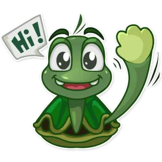 👋 Hi! Frosch, Gruß, Cartoon, freundlich, winkend telegram sticker