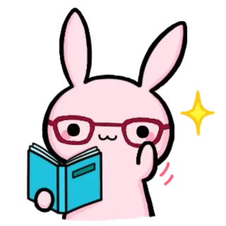 🤓 lapin, livre, lecture, lunettes, mignon, dessin animé whatsapp sticker