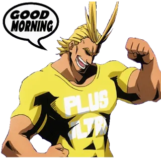🛏 All Might My Hero Academia GOOD MORNING anime, hero, smile, plus ultra, superhero telegram sticker