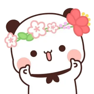 🍯 แพนด้า, น่ารัก, สติกเกอร์, มงกุฎดอกไม้, นิ้วกลาง telegram sticker