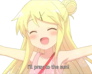 👍 I'll pray to the sun! Anime, süß, Mädchen, Sonne, beten, fröhlich telegram sticker