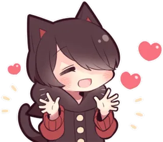 😄 Anime, Catgirl, Carino, Cuori, Kawaii, Amore whatsapp sticker