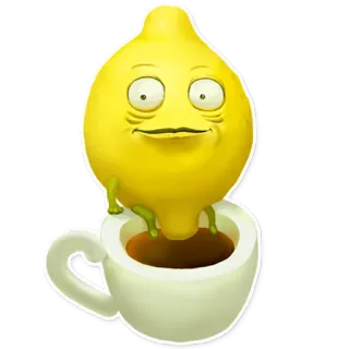 😕 limão, chá, xícara, fruta, desenho animado, engraçado, comida telegram sticker