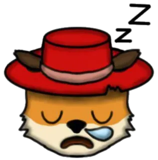 💤 ZZZ sleeping, fox, red hat, animal, cartoon, tired, zzz telegram sticker
