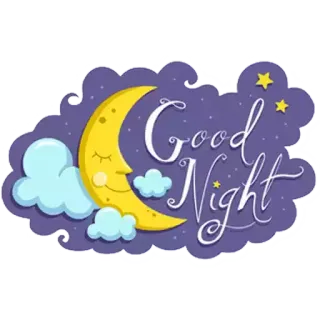 😊 Good Night moon, good night, stars, night, cloud telegram sticker