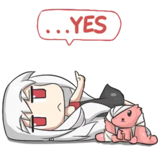 👍 ...YES anime, chibi, cute, character, middle finger telegram sticker