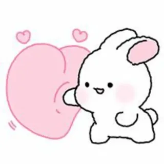 🐇 lapin, lapinou, mignon, coeur, kawaii, dessin animé, animal telegram sticker