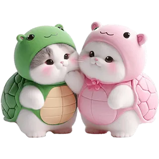 😀 chat, tortue, mignon, animal, dessin animé, kawaii, autocollant whatsapp sticker