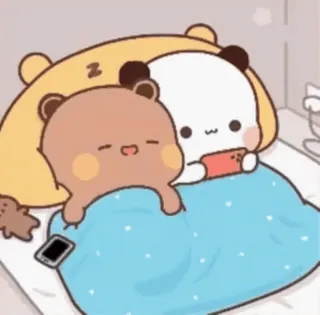 😴 mignon, ours, dormir, lit, dessin animé, animaux, panda telegram sticker