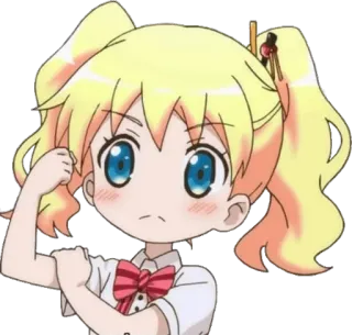 💪 อนิเมะ, ผู้หญิง, ผมบลอนด์, น่ารัก, การ์ตูน telegram sticker