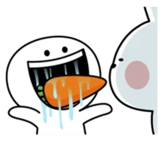 😋 wortel, eten, wit, personage, grappig, cartoon, sticker telegram sticker