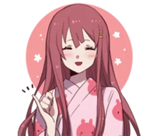 🦄 Garota anime, Kimono, Rosa, Fofo, Kawaii telegram sticker