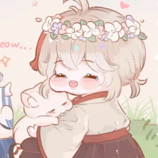 🎐 Meow... anime, cat, flowers, kawaii, cute, character, sparkle telegram sticker