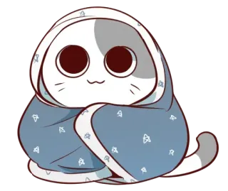 😸 แมว, น่ารัก, สัตว์, ผ้าห่ม, คาวาอิ, อบอุ่น whatsapp sticker