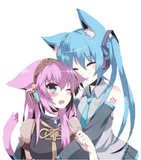 👩 Hatsune Miku anime, cat, girls, vocaloid, cute, miku telegram sticker