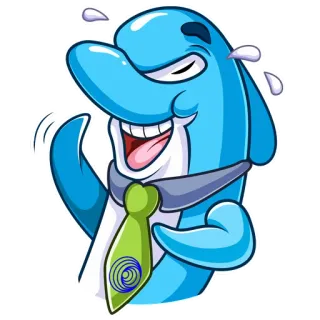 😂 dauphin, dessin animé, cravate, affaires, joyeux, mignon telegram sticker