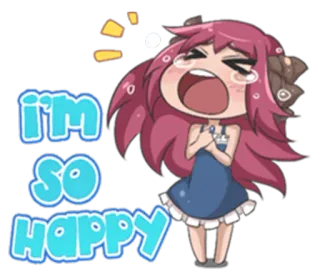 😫 I'm so happy มีความสุข, การ์ตูน, ผู้หญิง, อารมณ์, น่ารัก, สนุกสนาน telegram sticker