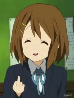 🖕 Yui Hirasawa K-On! anime, k-on, yui hirasawa, dito medio, gesto offensivo telegram sticker