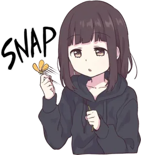 🦋 SNAP Anime, Chica, Snap, Linda, Dibujo animado, Manga, Mariposa telegram sticker