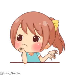 😒 Dibujos animados, Triste, Chica, Emoji, Aburrido, Lindo telegram sticker