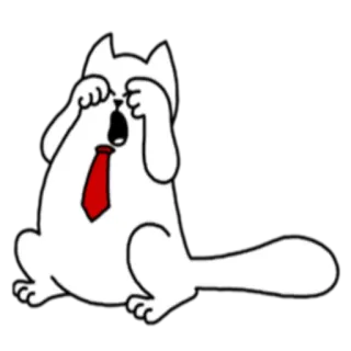 😭 gato, gravata, negócios, cansado, bocejo, desenho animado whatsapp sticker