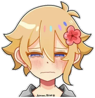 😢 luxx100_たいよう Anime, Smutny, Płacz, Kwiat, Emocjonalny, Kreskówka telegram sticker