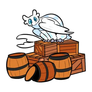 📦 Light Fury How to Train Your Dragon dragon, furie éclair, barils, boîtes, dessin animé, blanc telegram sticker