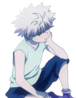 🙄 Killua Zoldyck Hunter x Hunter アニメ, マンガ, キルア, Hunter x Hunter, キャラクター, 悲しい telegram sticker