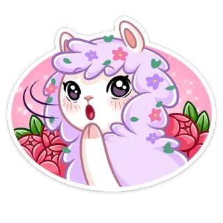 😳 lama, cartone animato, carino, animale, dito medio, gesto offensivo whatsapp sticker