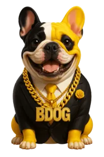 🙂 BDOG Hund, Französische Bulldogge, Anzug, Gold, Cartoon, Tier, süß, lustig telegram sticker