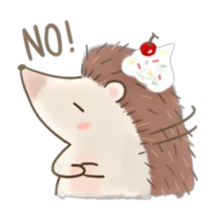 ❌ NO! erizo, lindo, animal, no, desaprobación, dibujo animado whatsapp sticker