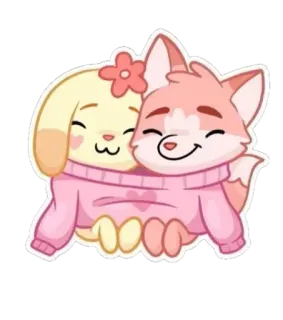 💞 anjing, rubah, binatang, persahabatan, imut, hati whatsapp sticker