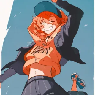 😁 HAPPY Anime, Kreskówka, Radosny, Szczęśliwy, Postać, Bluza z kapturem, Uśmiech telegram sticker