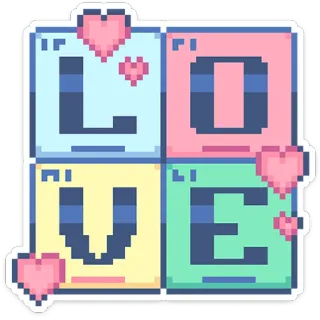 ❤️ LOVE liefde, pixel art, harten, schattig, pastel, romantiek telegram sticker