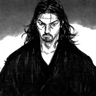 🖤 Miyamoto Musashi Vagabond Samurai, Krieger, Schwertkämpfer, Manga, Historisch, Japan telegram sticker