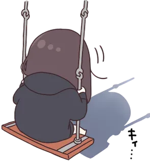 😥 キィ… columpio, anime, dibujos animados, chica, solitaria, sentada telegram sticker
