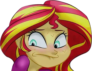 😅 Sunset Shimmer My Little Pony: Equestria Girls Sunset Shimmer, Equestria Girls, dibujos animados, avergonzado/a, sudando, ansioso/a telegram sticker